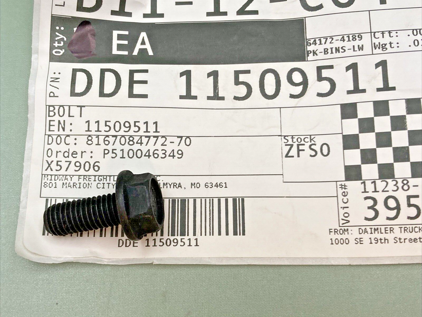 NEW GENUINE DETROIT DIESEL DDE 11509511 BOLT