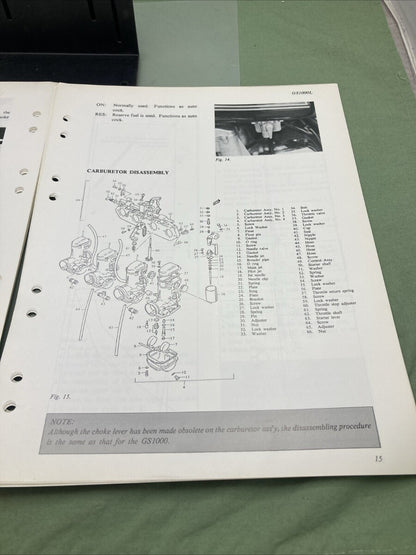 GENUINE SUZUKI GS1000 SUPPLEMENTARY SERVICE MANUAL 1979