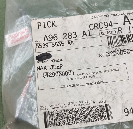 NEW GENUINE MOPAR 55395535AA Door Lock Cylinder Latch Link, Left  2007-2018 Jeep