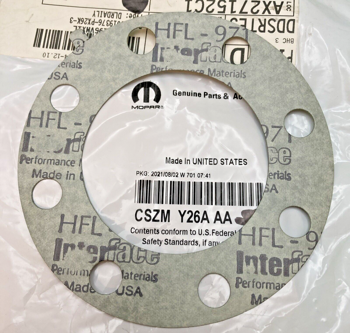 NEW GENUINE MOPAR CSZMY26AAA AXLE SHAFT Gasket