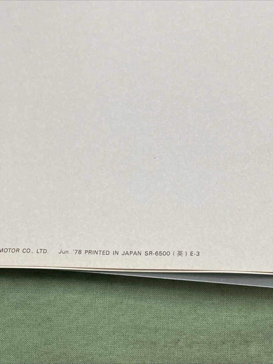 GENUINE SUZUKI SR-6500 E-3 DR370 SUPPLEMENT 1978
