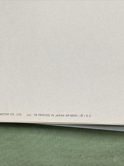 GENUINE SUZUKI SR-6500 E-3 DR370 SUPPLEMENT 1978