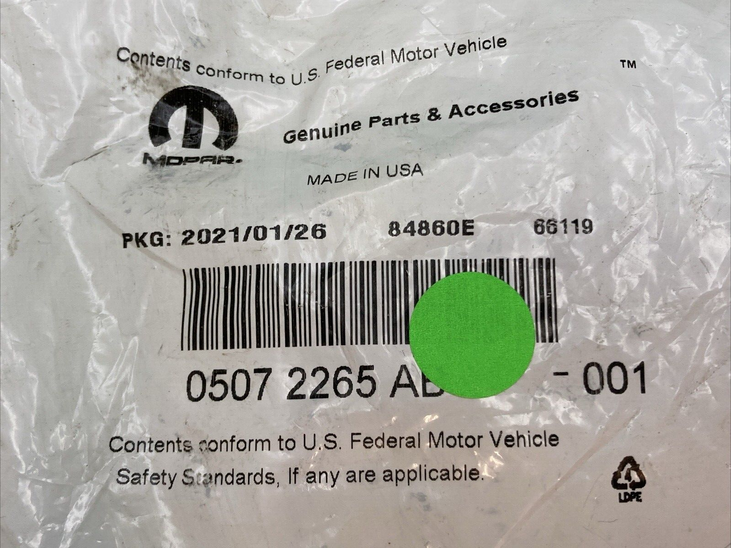 NEW GENUINE MOPAR 05072265AB Seal-Drive PINION