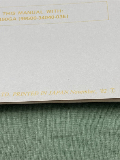 GENUINE SUZUKI 99501-34040-03E GS450GA SUPPLEMENTARY SERVICE MANUAL 1982