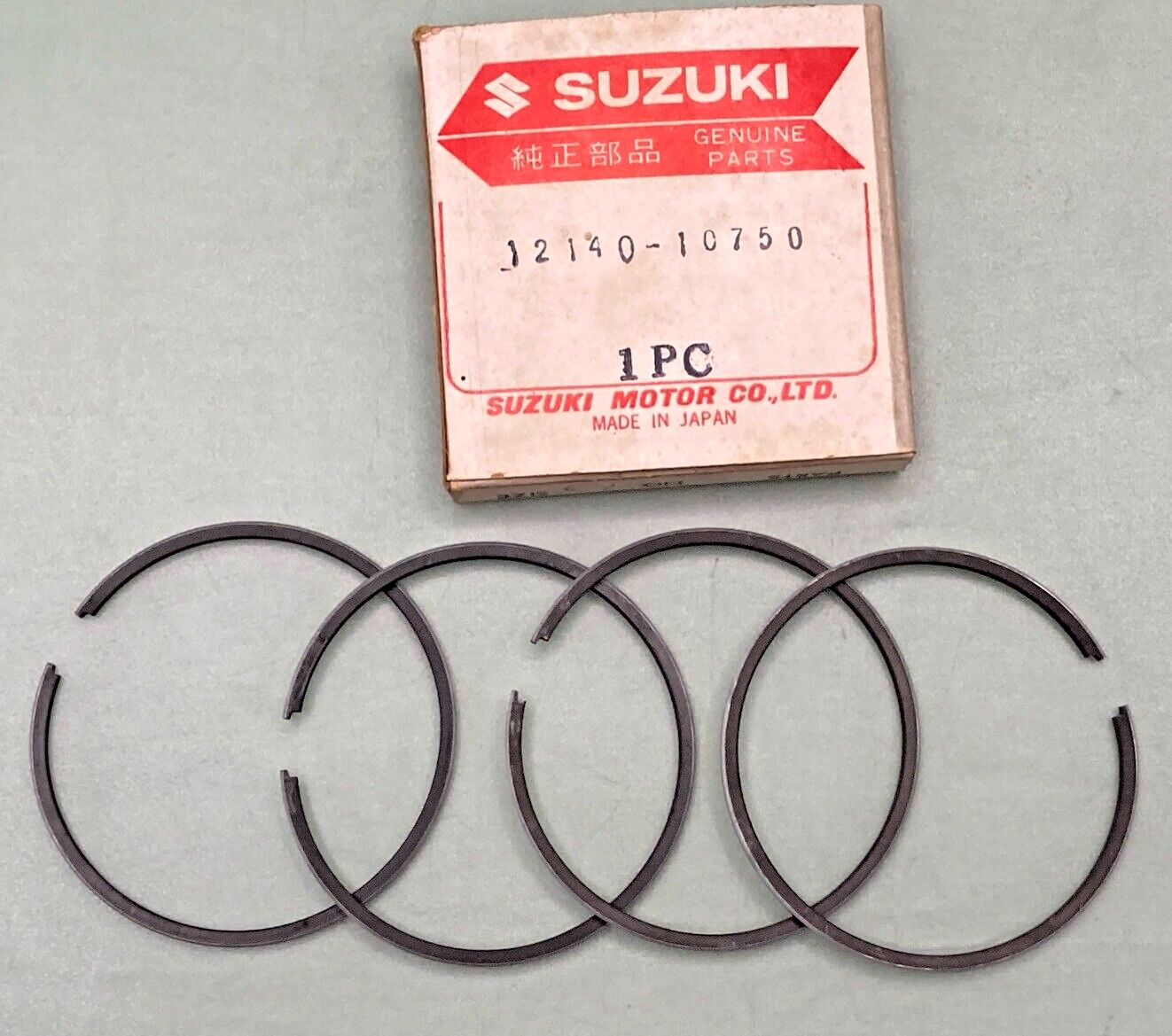 NEW GENUINE SUZUKI 12140-10750 PISTON RING SET, 1968 SUZUKI T200 TC200