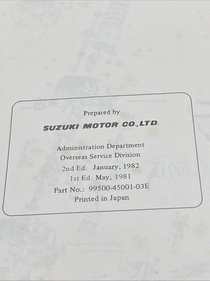 GENUINE SUZUKI 99500-45001-03E SP500 SUPPLEMENT 1982