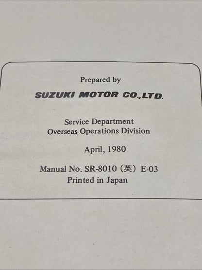 GENUINE SUZUKI SR-8010 E-3 GS750 SERVICE MANUAL 1980