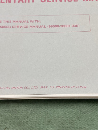 GENUINE SUZUKI 99501-38020-03E GS850G/GL SUPPLEMENTARY SERVICE MANUAL 1983