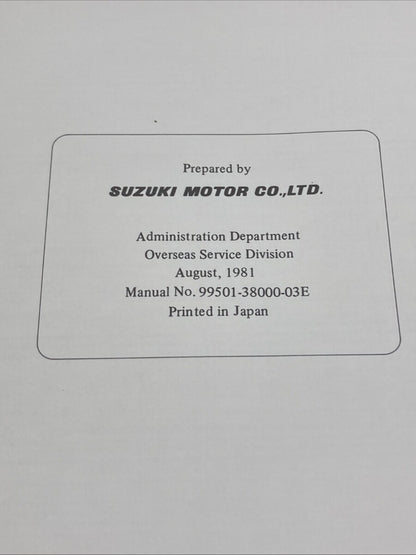 GENUINE SUZUKI 99501-38000-03E GS850GL SUPPLEMENTARY SERVICE MANUAL 1981