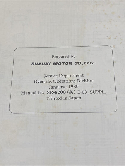 GENUINE SUZUKI 8200-SUPPL E-03 GS850G/GL NEW MODEL TECHNICAL BULLETIN 1980
