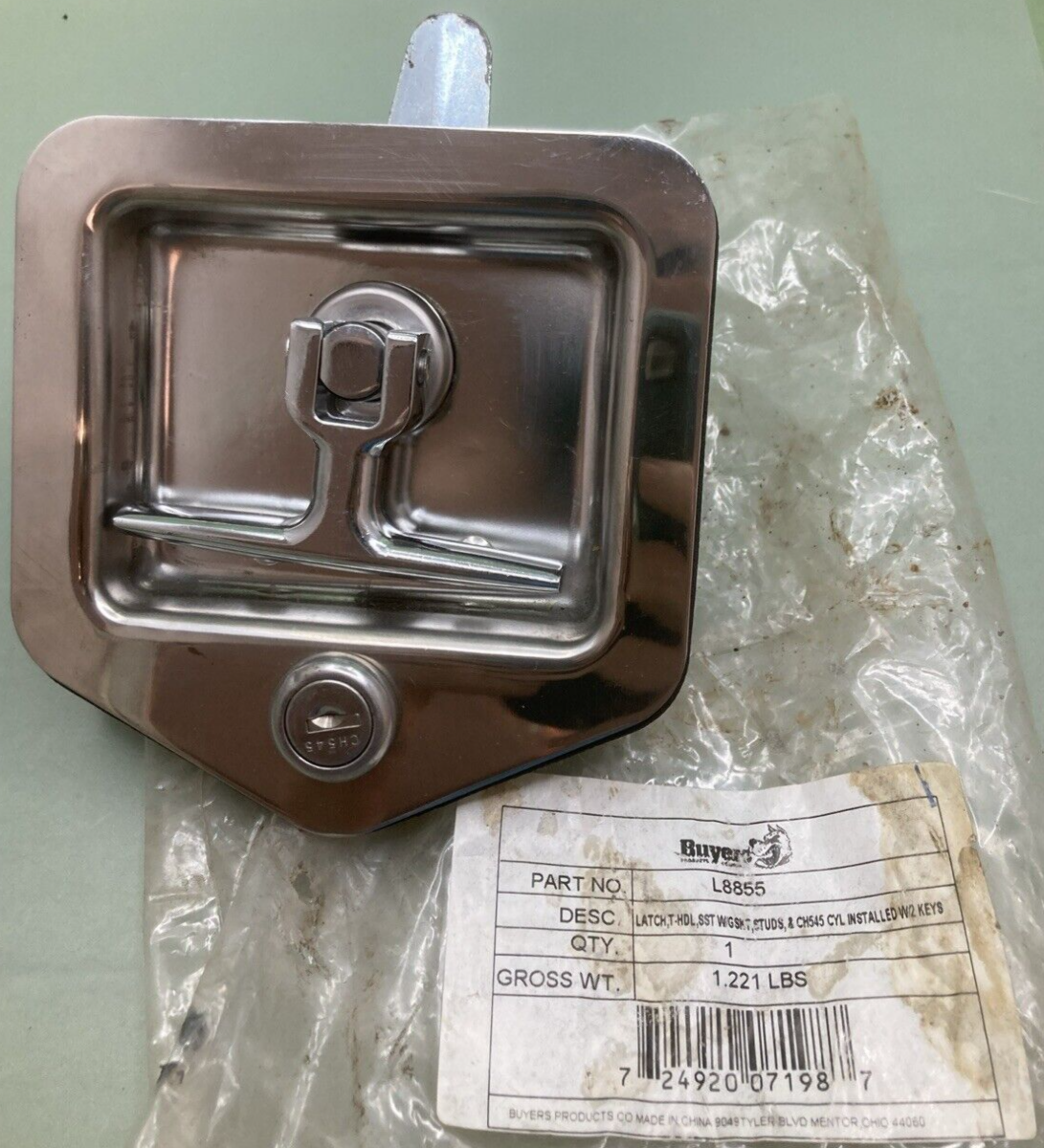 NEW BUYERS L8855 T-HANDLE LATCH W/ KEYS & GASKET FLUSH MOUNT HEAVY DUTY 5"