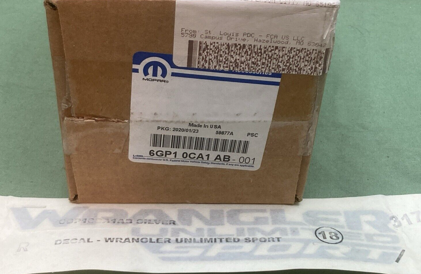 NEW GENUINE MOPAR 6GP10CA1AB DECAL "Wrangler Unlimited Sport" SILVER