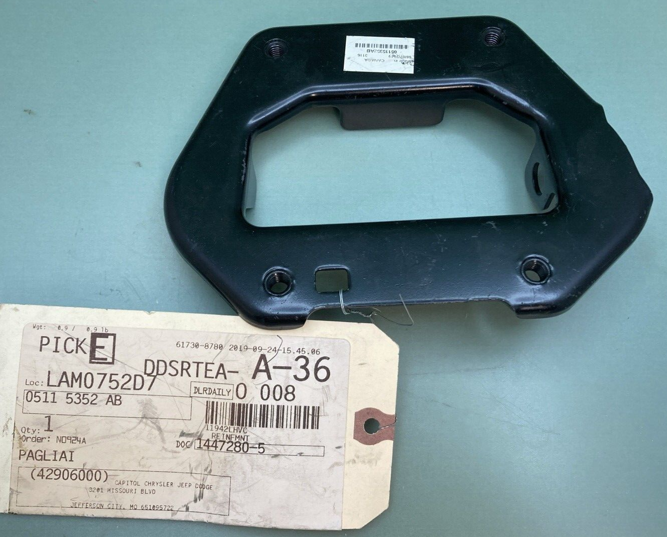 NEW REPLACES MOPAR 05115352AB REINFMNT-Front Bumper Side Rail 2007-2012 Dodge Ca