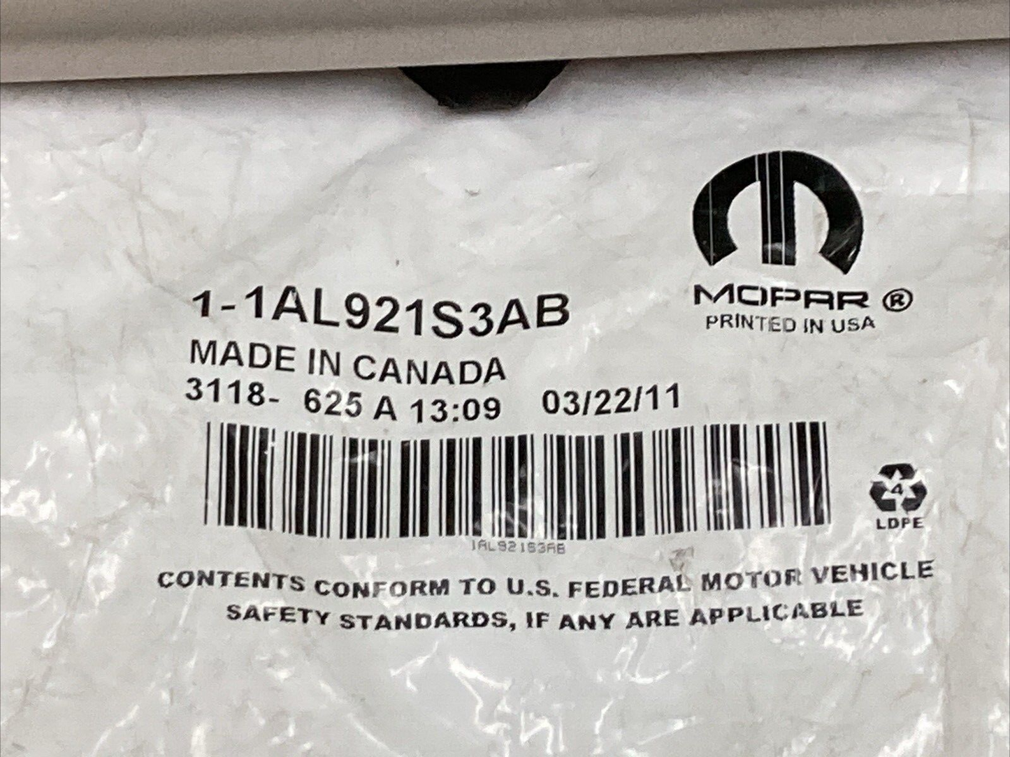NEW GENUINE MOPAR 1AL921S3AB Fold Flat Shield Right GRAY FITS DODGE CHRYSLER