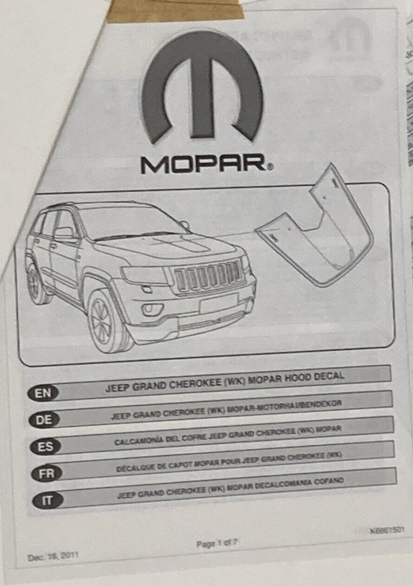 NEW GENUINE MOPAR 82212889 Hood Graphic FITS 2011-2022 Jeep GRAND CHEROKEE