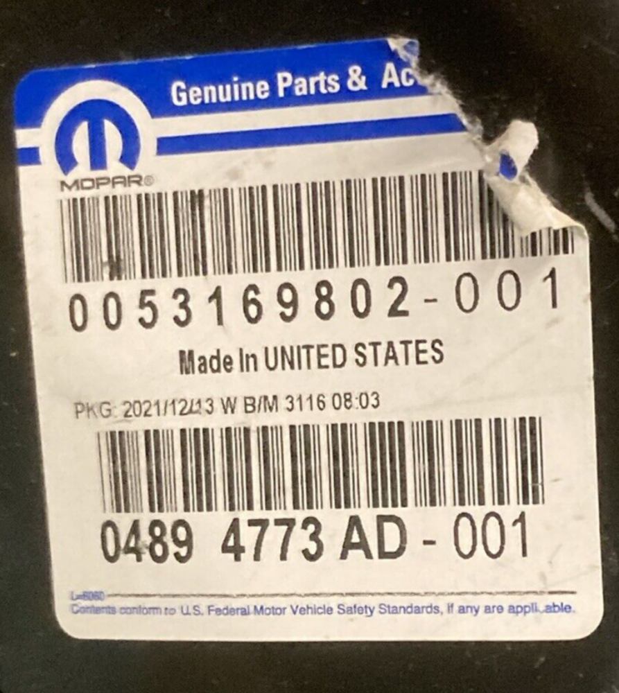 NEW GENUINE MOPAR 4894773AD Tail Lamp Opening Extension Left FITS DODGE CHRYSLER