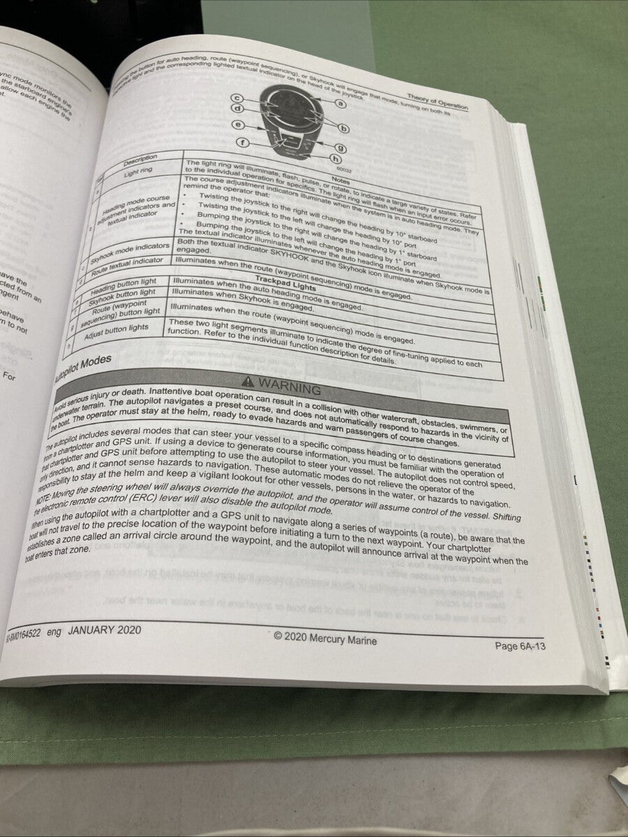 GENUINE MERCURY 90-8M0164522 JOYSTICK PILOTING FOR OUTBOARDS DIAGNOSTIC MANUAL