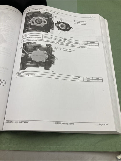 GENUINE MERCURY 90-8M0186413 25, 30 HP EFI FOURSTROKE SERVICE MANUAL 2022