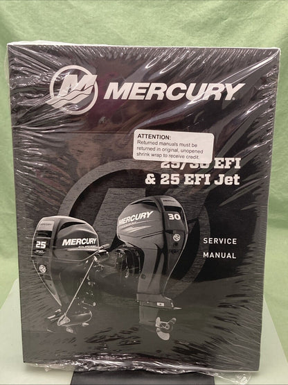 NEW GENUINE MERCURY 90-8M0105568 25/30 EFI, 25 EFI JET SERVICE MANUAL 2016