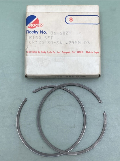 NEW GENUINE ROCKY 06-6821 PISTON RING SET .25MM O/S FITS '80-'84 HONDA CR125