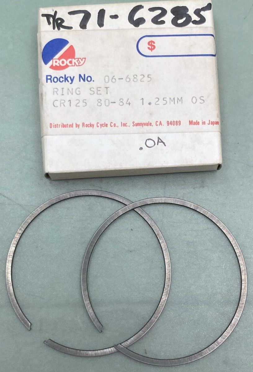 NEW GENUINE ROCKY 06-6825 PISTON RING SET 1.25MM O/S FITS '80-'84 HONDA CR125