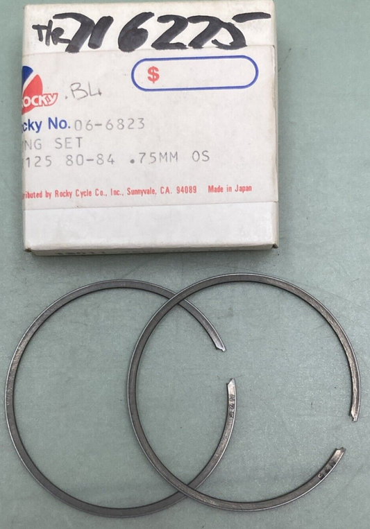 NEW GENUINE ROCKY 06-6823 PISTON RING SET 0.75MM O/S FITS '80-'84 HONDA CR125