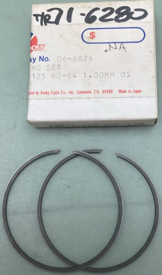 NEW GENUINE ROCKY 06-6824 PISTON RING SET 1.00MM O/S FITS '80-'84 HONDA CR125