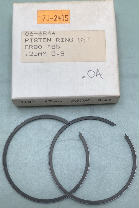 NEW REPLACES HONDA 06-6846 PISTON RING SET .25MM OS FITS '85 CR80