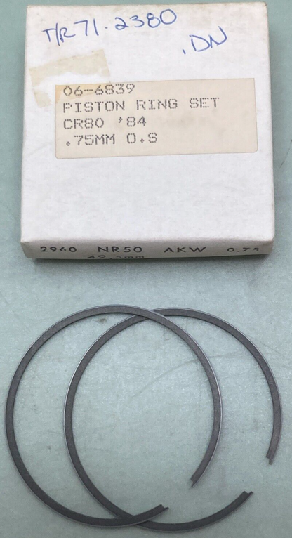 NEW REPLACES HONDA 06-6839 PISTON RING SET 0.75MM OS FITS '84 CR80