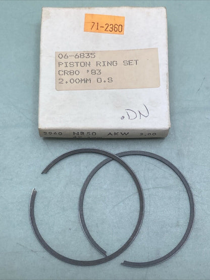 NEW REPLACES HONDA 06-6835 PISTON RING SET 2.00MM OS FITS '83 CR80