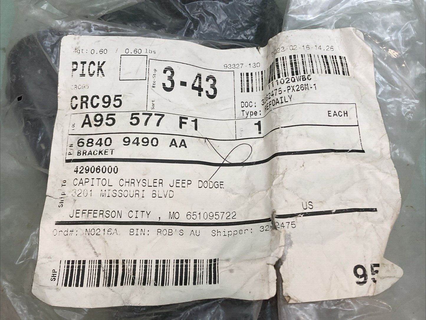 NEW REPLACES MOPAR 68409490AA Tie Down 2020-2021 Jeep Gladiator