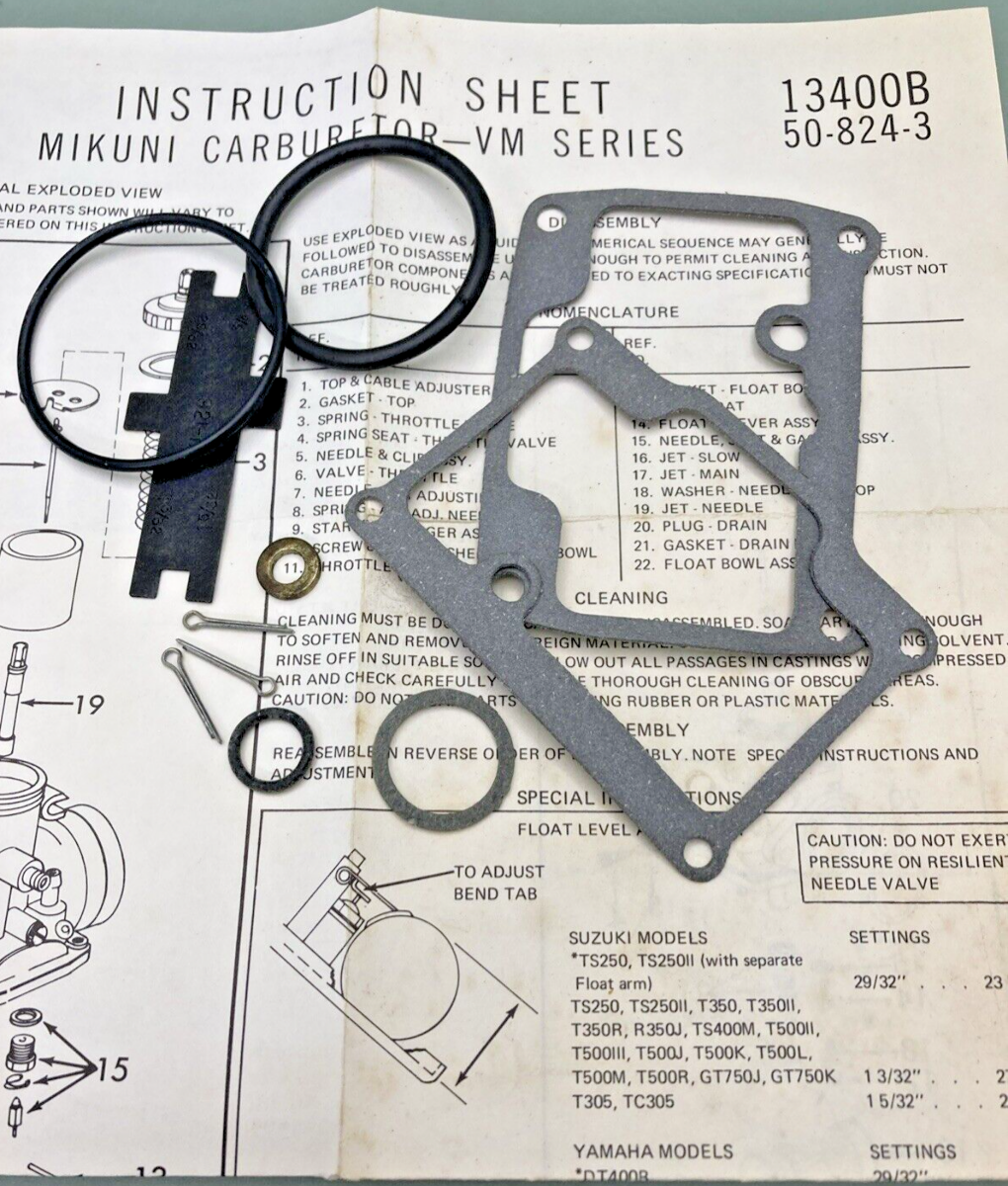 NEW GENUINE MIKUNI 13400B CARBERETOR TUNEUP KIT 50-824-3