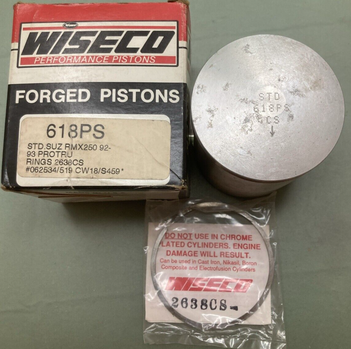 NEW WISECO 618PS PISTON & 2638CS RING SET STD FITS '92-'93 SUZUKI RMX250