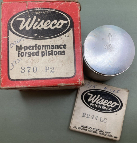 NEW WISECO 370 P2 PISTON & 2244LC PISTON RING SET FOR '74-'76 KAWASAKI KX125