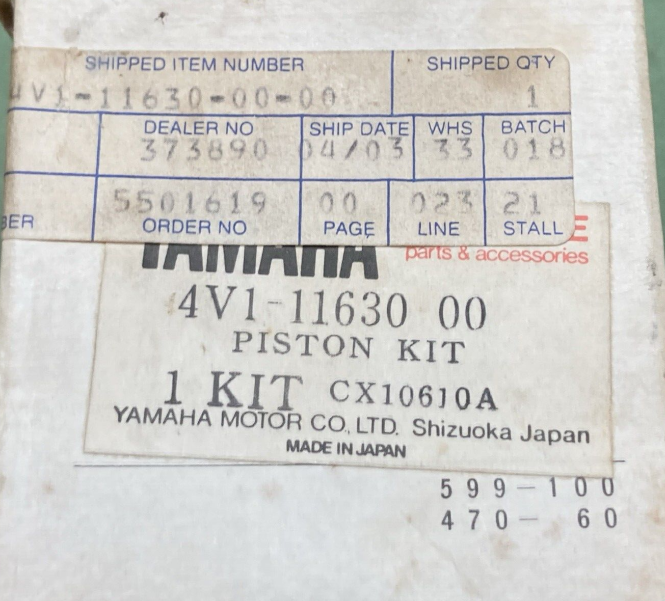 NEW GENUINE YAMAHA 4V1-11630-00 PISTON KIT STD FOR YZ80H