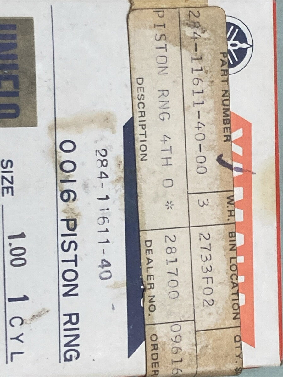 NEW GENUINE YAMAHA 284-11611-40 PISTON RING 4TH 1.00 O/S