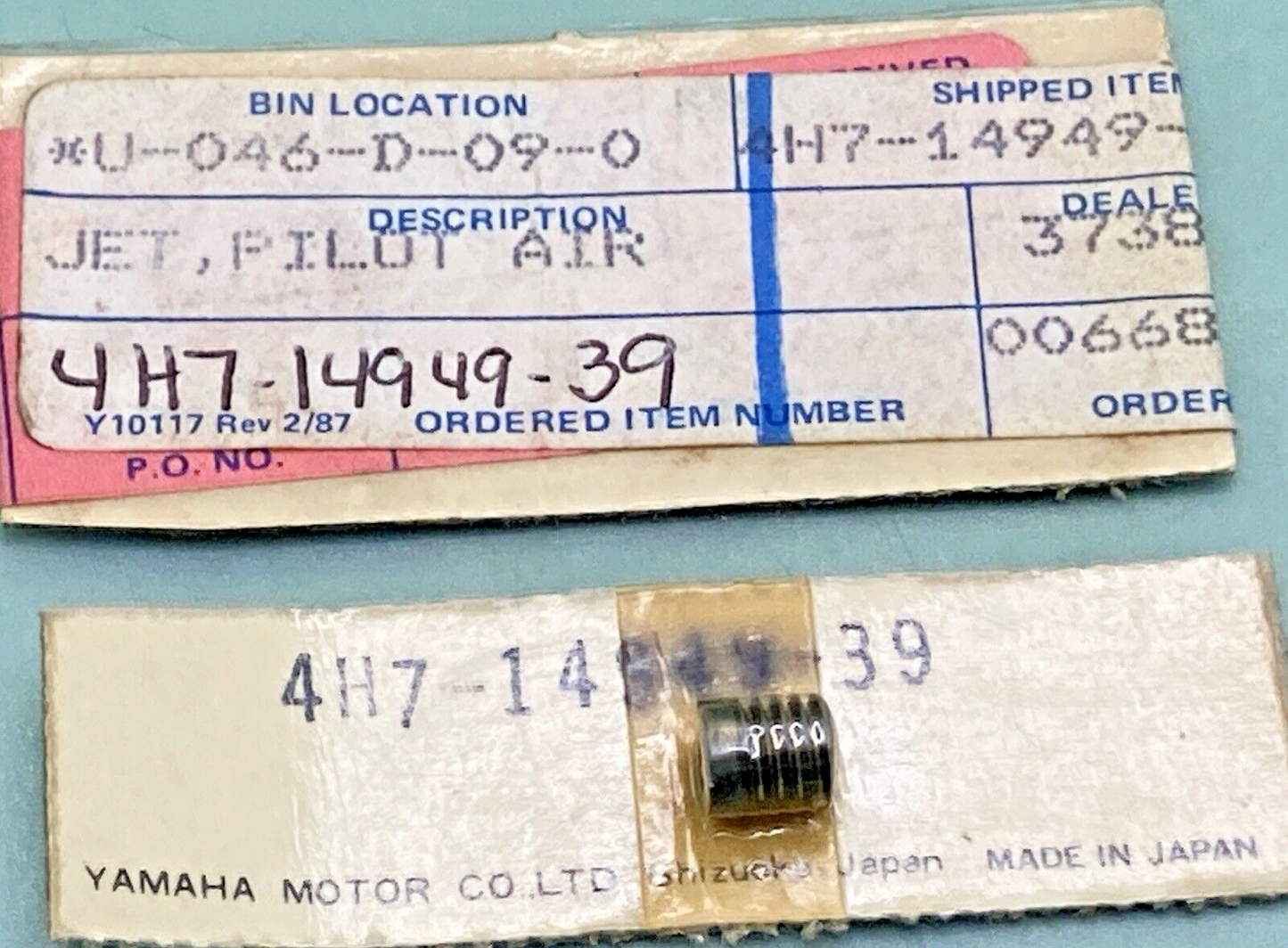 NEW GENUINE YAMAHA 4H7-14949-39 JET, PILOT AIR