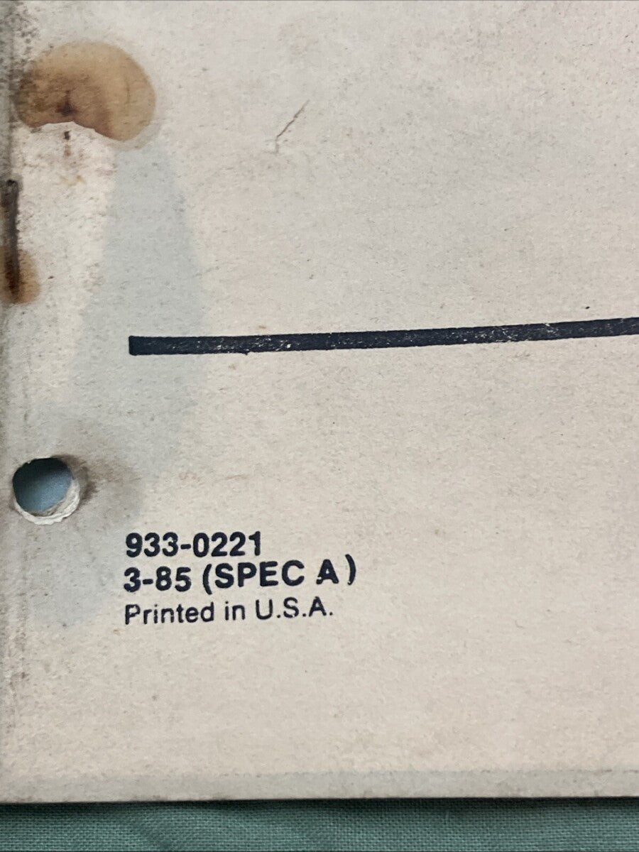 ONAN 933-0221 PARTS MANUAL MAJB GENSET 3-85 SPEC A