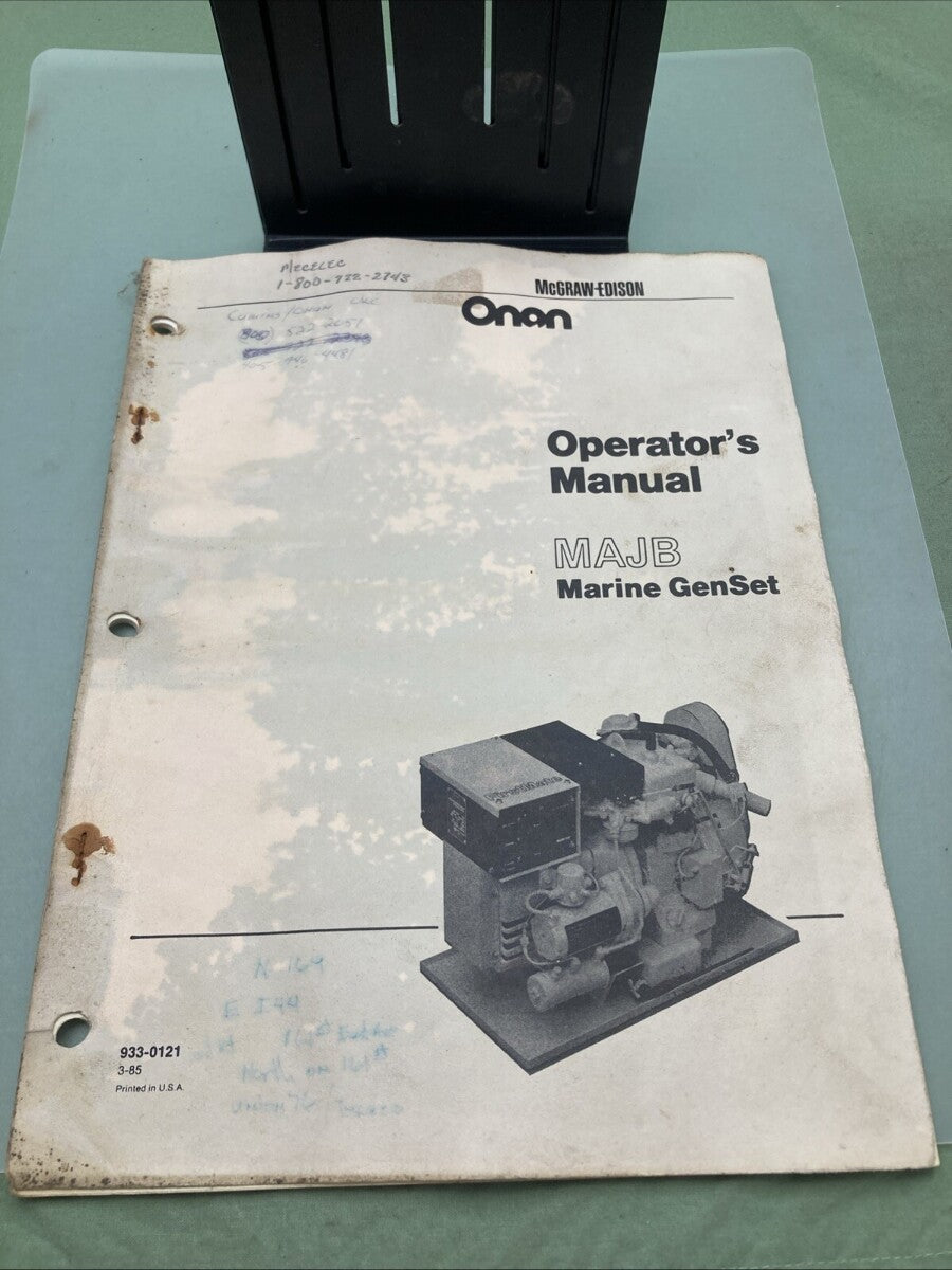 ONAN 933-0121 MAJB MARINE GENSET OPERATOR'S MANUAL 3-85