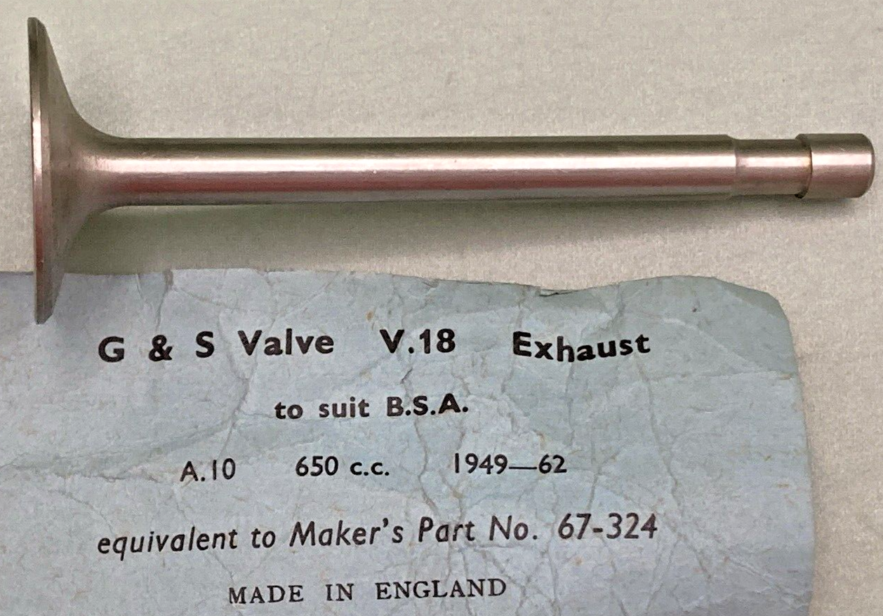 NEW REPLACES BSA 67-324 V.18 EXHAUST VALVE A10 650c.c.