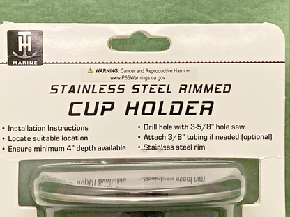 NEW TH MARINE LCH-1SR-DP STAINLESS STEEL RIMMED CUP HOLDER 3-5/8" HOLE