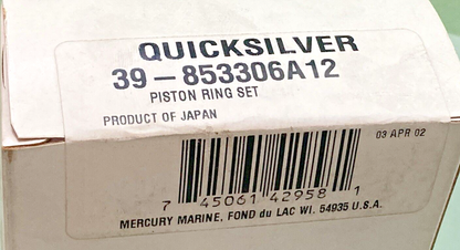 QTY 3 NEW GENUINE MERCURY QUICKSILVER 39-853306A12 PISTON RING SET