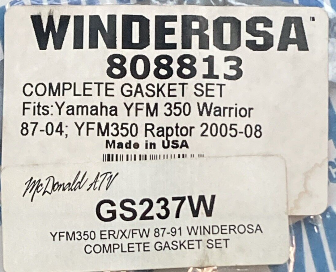 NEW WINDEROSA 808813 GASKET KIT COMPLETE FITS YAMAHA YFM350