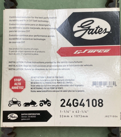 NEW GENUINE GATES 24G4108 BELT G-FORCE CVT FOR ATV POWERSPORTS
