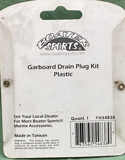 NEW BOATER SPORTS 54838 GARBOARD DRAIN PLUG
