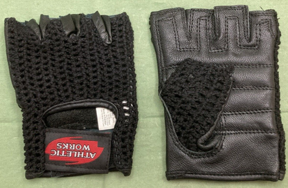 NEW ATHLETIC WORKS FAC-004G-S MESH SPORTS GLOVES LEATHER PALMS BLACK