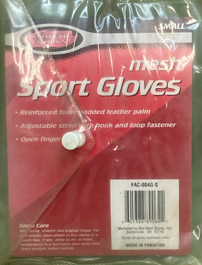 NEW ATHLETIC WORKS FAC-004G-S MESH SPORTS GLOVES LEATHER PALMS BLACK