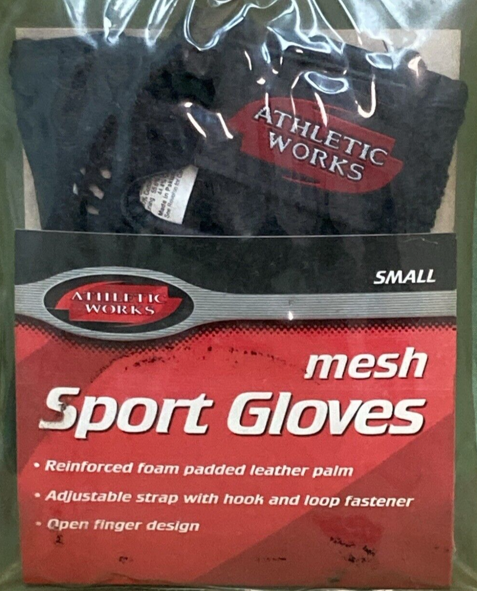 NEW ATHLETIC WORKS FAC-004G-S MESH SPORTS GLOVES LEATHER PALMS BLACK