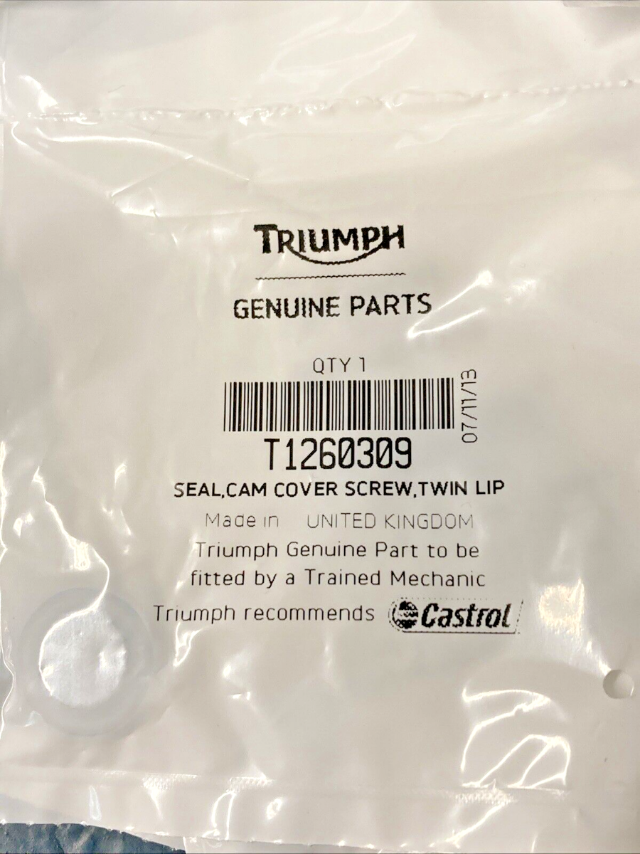 NEW GENUINE TRIUMPH T1260309 Seal, Cam Cover, Screw, Twin Lip