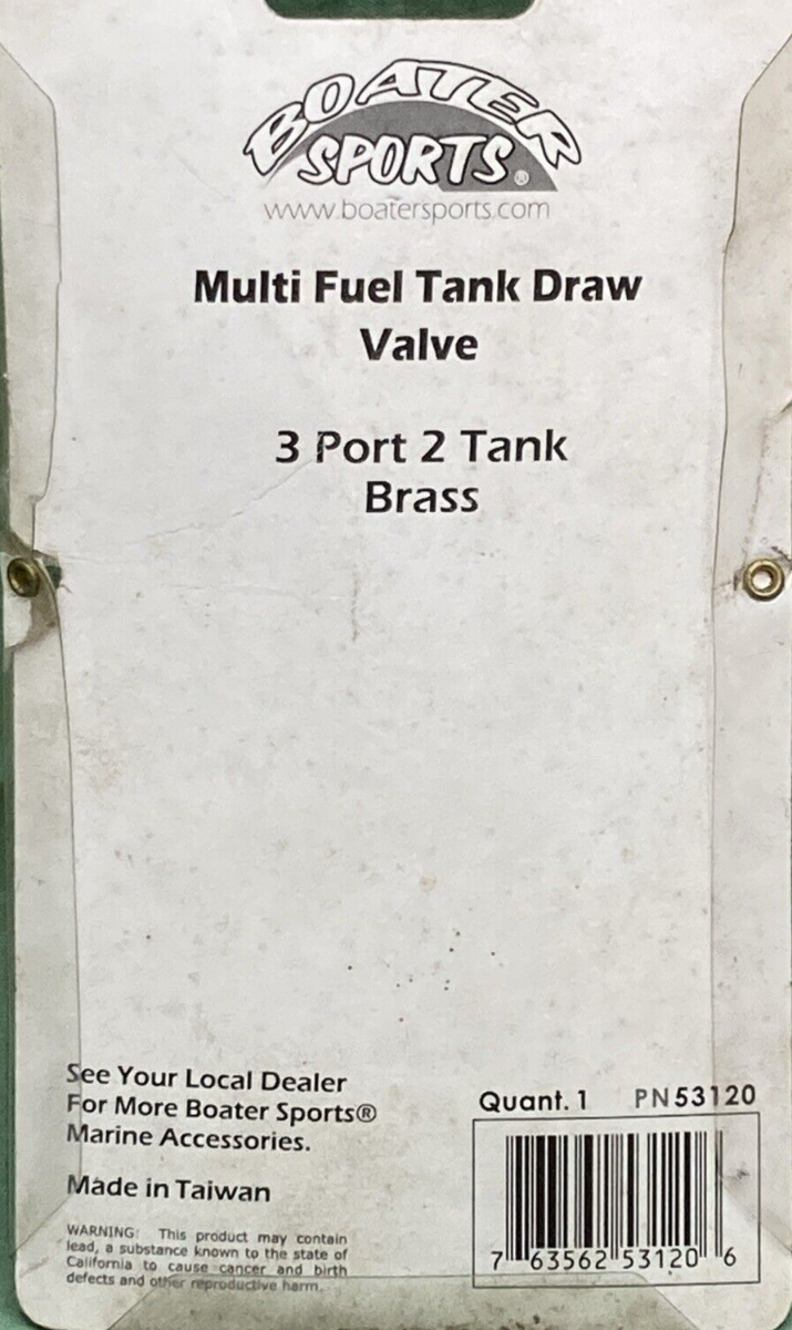 NEW BOATER SPORTS 53120 MULTI TANK VALVE 3 PORT 2 TANK BRASS